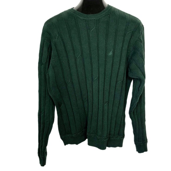 Nautica Other - Nautica Emblem Forest Green Men’s Medium Ribbed Knit Preppy Academia Sweater